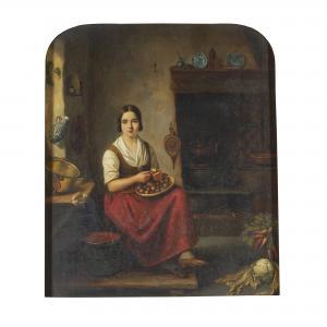 de KONINGH Jnr. Leendert 1810-1887,GIRL SEATED BY THE FIRE,Lyon & Turnbull GB 2021-11-17