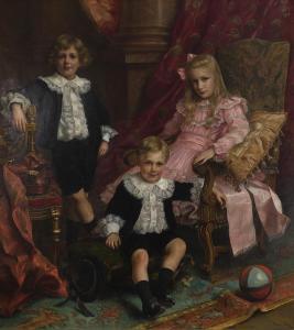 DE LA BOULAYE Paul Antoine,Portrait of three children,1906,John Moran Auctioneers 2019-07-21