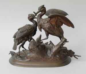 DE LA BRIERRE E 1828-1912,figural group of two herons on rockwork,Ewbank Auctions GB 2016-09-26