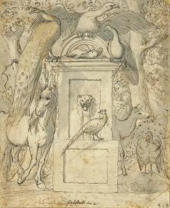 de LA CHAMBRE Jean II 1648-1685,Peacocks, doves, a deer, an eagle,Christie's GB 2001-01-24