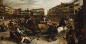 de la CORTE Juan 1597-1660,Piazza di Madrid con corsa dei tori,1655,Cambi IT 2020-10-14