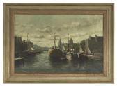 DE LA COUR Henri 1890,Harbor Scene,New Orleans Auction US 2018-04-21