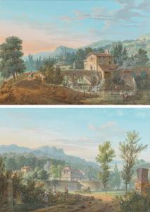 de LA FONTAINE Jacques Michel Denis,Companion pieces: A landscape w,1822,Palais Dorotheum 2020-04-03