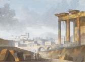 de LA FONTAINE Jacques Michel Denis,Paysage avec des ruines et des figures au ,Christie's 2006-11-15