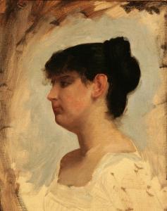 DE LA GUARDIA Wensceslao 1860,Profile Study of a Young Woman,Weschler's US 2010-12-04