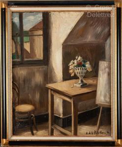 DE LA PATELLIERE Amedee 1890-1932,Bouquet de fleurs dans l\’atelier,1924,Gros-Delettrez 2023-10-02