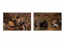 DE LA VEGA Jose Antonio,Scènes de corrida Paire de,1852,Millon & Associés FR 2021-06-11
