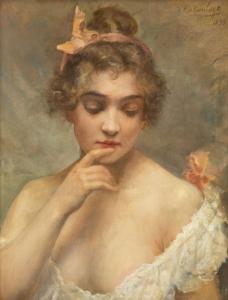De Laboulaye Paul Antoine 1849-1926,A Young Beauty,1898,Hindman US 2023-05-18