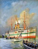 DE LACY CHARLES JOHN,The hospital ship in port,1917,Fieldings Auctioneers Limited 2014-11-15