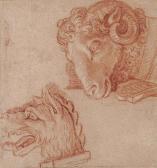 de LAFOSSE Charles 1636-1716,Tête d'un loup et d'un bélier,Christie's GB 2015-03-25