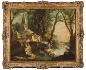 de LAJOÜE Jacques 1687-1761,A landscape with fountain and figures,Veritas Leiloes PT 2022-06-02