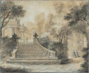 de LAJOÜE Jacques 1687-1761,Grand staircase in a park,Sotheby's GB 2023-12-19