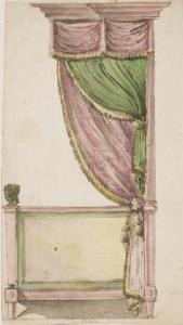 de LALONDE Richard 1735-1808,Projet d'un lit antique, vu de profil,Christie's GB 2007-11-21