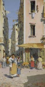 DE LANGE H,A busy street scene, Naples,Halls GB 2010-12-15