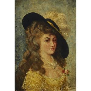 de LAPERRIERE Gaston 1848,YOUNG LADY IN A PLUMMED HAT,Waddington's CA 2017-02-25