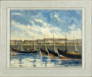 DE LAPS Théo 1895,Bateaux au repos dans le port de Zeebrugge,Galerie Moderne BE 2021-09-06