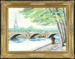 DE LAPS Théo 1895,Partie an der Seine mit Blick auf den Eiffelturm,Allgauer DE 2017-01-12