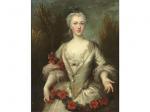 DE LARGILLIERRE Nicolas 1656-1746,Portrait de jeune femme portant une gu,Hotel des ventes de Senlis 2008-06-19