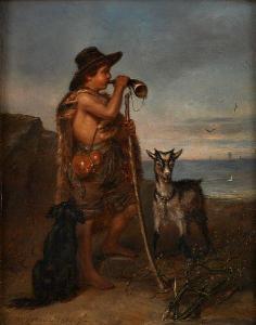 de LATOUR Edouard 1816-1863,Berger sonnant la trompe au bord de mer,1854,Horta BE 2018-10-15