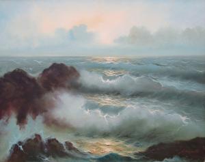 de LAURENTIS Adriano 1922,seascape with crashing waves,TW Gaze GB 2021-05-06