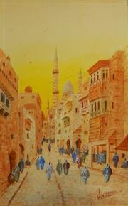 DE LEENER Jan 1890-1920,Street Scene, Cairo,Theodore Bruce AU 2015-10-25