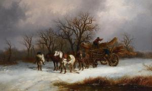 de LEEUW Alexis 1822-1900,A LOGGING CART IN A WINTER LANDSCAPE,Dreweatts GB 2023-03-02