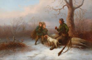 de LEEUW Alexis 1822-1900,GATHERING FIREWOOD IN THE SNOW,Lyon & Turnbull GB 2022-08-31