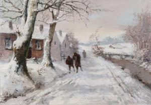 de LEEUW Louis 1875-1931,Winter landscape with walkers,1941,Twents Veilinghuis NL 2019-04-05