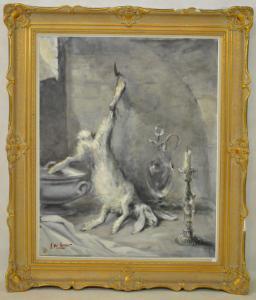 DE LEEUW R,Nature morte au lièvre et à la bougie,Rops BE 2010-11-07