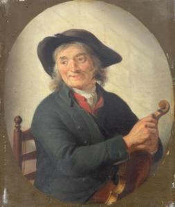 de LELIE Adriaen 1755-1820,A musician tuning his violin,Venduehuis NL 2021-11-21