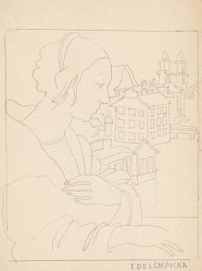 De LEMPICKA Tamara 1898-1980,Femme de profil et une ville,1924,Christie's GB 2024-04-10