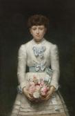 DE LEON Y ESCOSURA Ignacio 1834-1901,Jeune fille au bouquet de fleurs,1884,Ader FR 2018-04-04