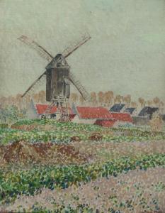 de LIERRES Étienne 1800-1900,Moulin à Melle: village with a windmill,1821,Christie's GB 2009-11-17