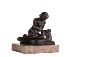 DE LISI JUNIOR BENEDETTO 1898-1967,Donna che gioca con un gatto,Minerva Auctions IT 2018-11-27
