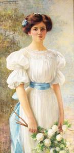 de LISLE Édith Fortunée Tita 1866-1911,A Lady holding Hydrangeas,Christie's GB 1998-09-03