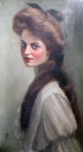 de LISLE Édith Fortunée Tita 1866-1911,Portrait of a young lady,Gorringes GB 2014-02-05