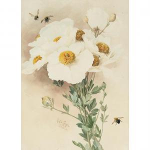 de LONGPRÉ Paul 1855-1911,Matillija Poppies and Bees,1892,MICHAANS'S AUCTIONS US 2023-03-17