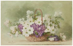 de LONGPRÉ Paul 1855-1911,Still life of flowers in a basket,1897,John Moran Auctioneers 2023-11-14