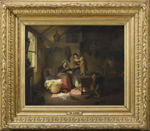 de LOOSE Basile 1809-1885,Scène de famille dans un intérieur,1838,Conan-Auclair FR 2022-12-17