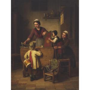 de LOOSE Basile 1809-1885,UNTITLED, DOMESTIC SCENE,Waddington's CA 2023-12-14