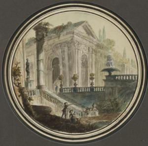 DE LOOSE E,Paire de paysagse architecturés animés,1784,Piasa FR 2014-03-28