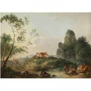 de LOUTHERBOURG Philip Jakob II 1740-1812,A ROCKY LANDSCAPE WITH HERDSMEN RESTING BESIDE ,Sotheby's 2008-07-10