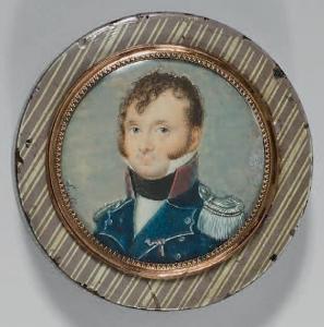 DE LUSSE Jean Jacques Thereza 1758-1833,Portrait d'un officier en habit bleu,De Maigret 2018-11-08
