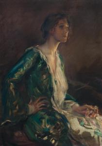 de MADRAZO Y GARRETA Raimundo 1841-1920,Dama con vestido verde,Castells & Castells UY 2015-11-24