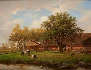 de MAERTELAERE Lodewyk 1819-1864,Arrière de ferme avec étang,Horta BE 2019-11-11