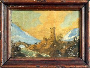 De MARCHIS Alessio 1684-1752,Paesaggio con torre,Pirone Casa d'Aste IT 2022-09-07