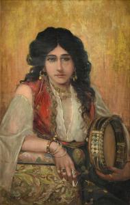 de MARIA Francesco 1845-1908,Smoking Gypsy with Tambourine,Simpson Galleries US 2020-02-15