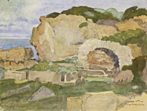 DE MARLIAVE Francois Marie 1874-1953,Rochers et ruines romaines à Tipaza,1944,Tajan FR 2008-12-02