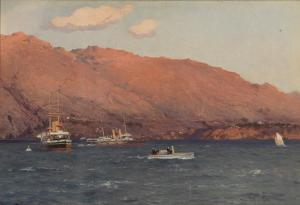 de MARTINO Eduardo Federico 1838-1912,Shipping in Lyttelton Harbour, New Zealand,Bonhams 2023-10-18
