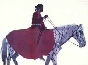 DE MAYO Louis 1926-2016,Untitled (Navajo Woman on Horseback),Santa Fe Art Auction US 2022-03-12